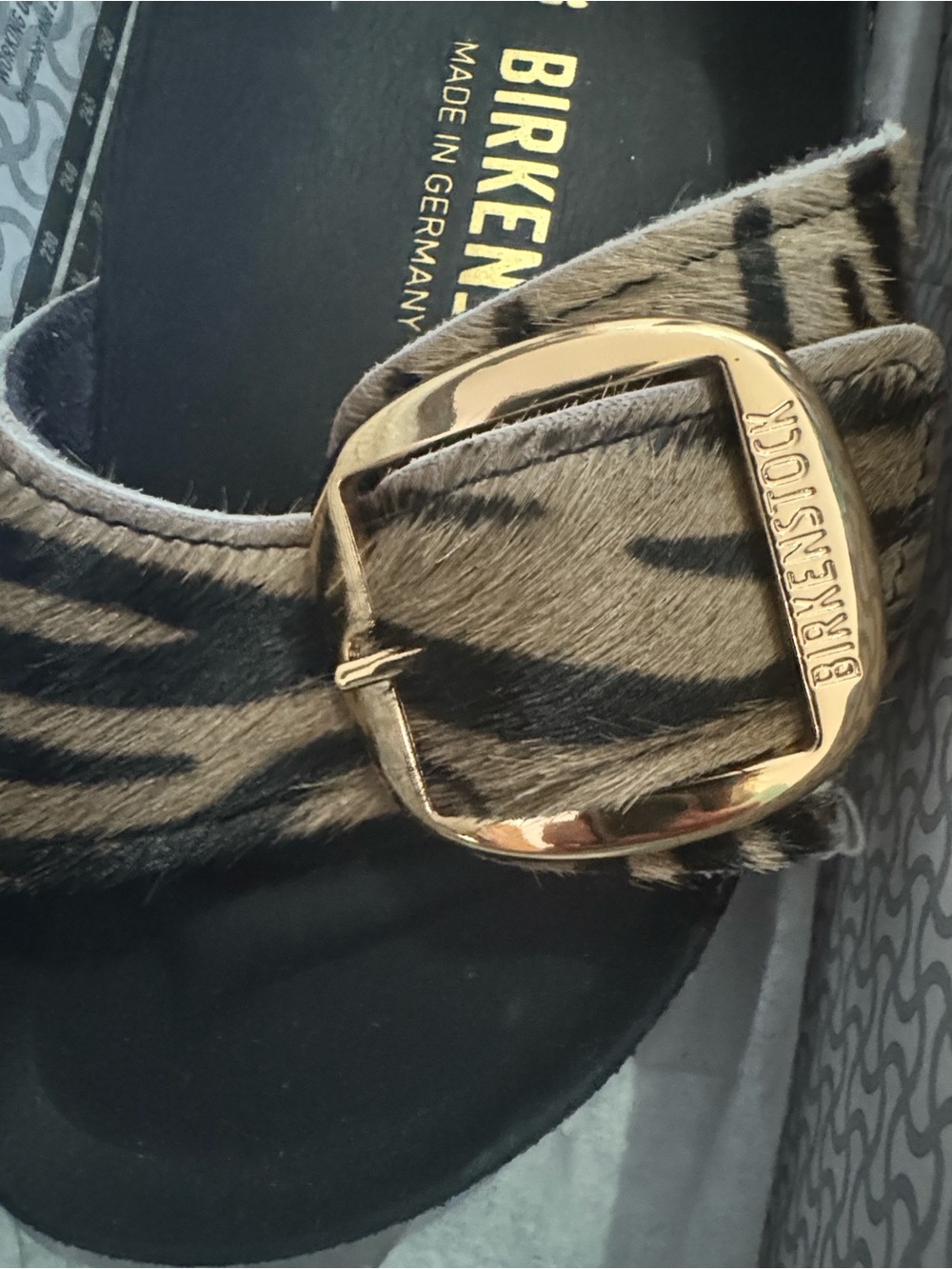 Birkenstock Rare NWT Madrid Big Buckle Rivet Logo Slide Zebra 🦓 Prinf 36 - Picture 7 of 7